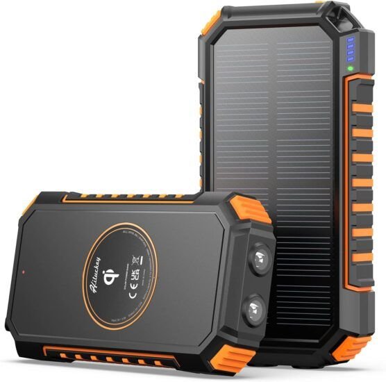 Hiluckey Cargador Solar 26800mAh Batería Externa Inalámbrica
